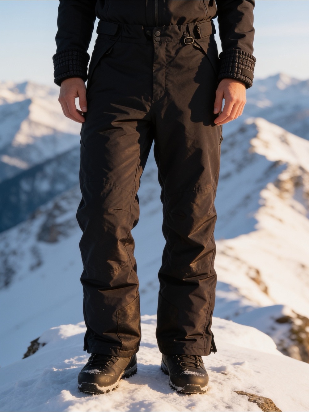 Polar Edge | Men's Black Cargo Snow Ski Pants - Water-Resistant Utility | M